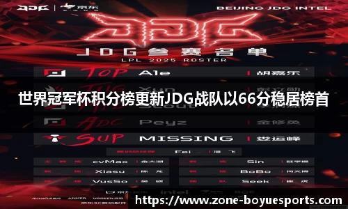 世界冠军杯积分榜更新JDG战队以66分稳居榜首